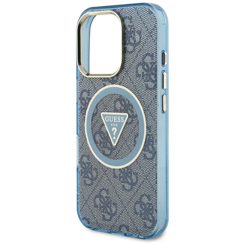 Husa MagSafe za Apple iPhone 16 Pro, Guess, IML Glitter 4G Circle Triangle, Plava