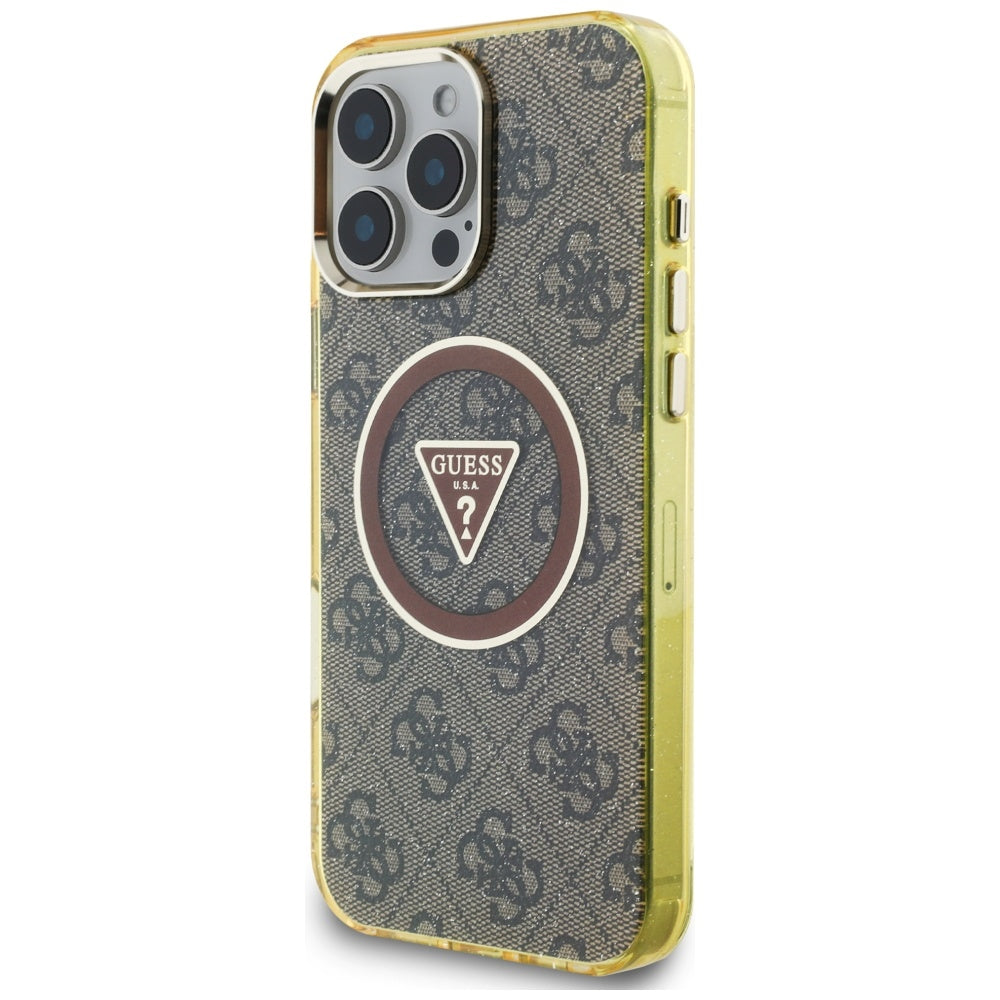 Futrola MagSafe za Apple iPhone 16 Pro, Guess, IML Glitter 4G Circle Triangle, Braon