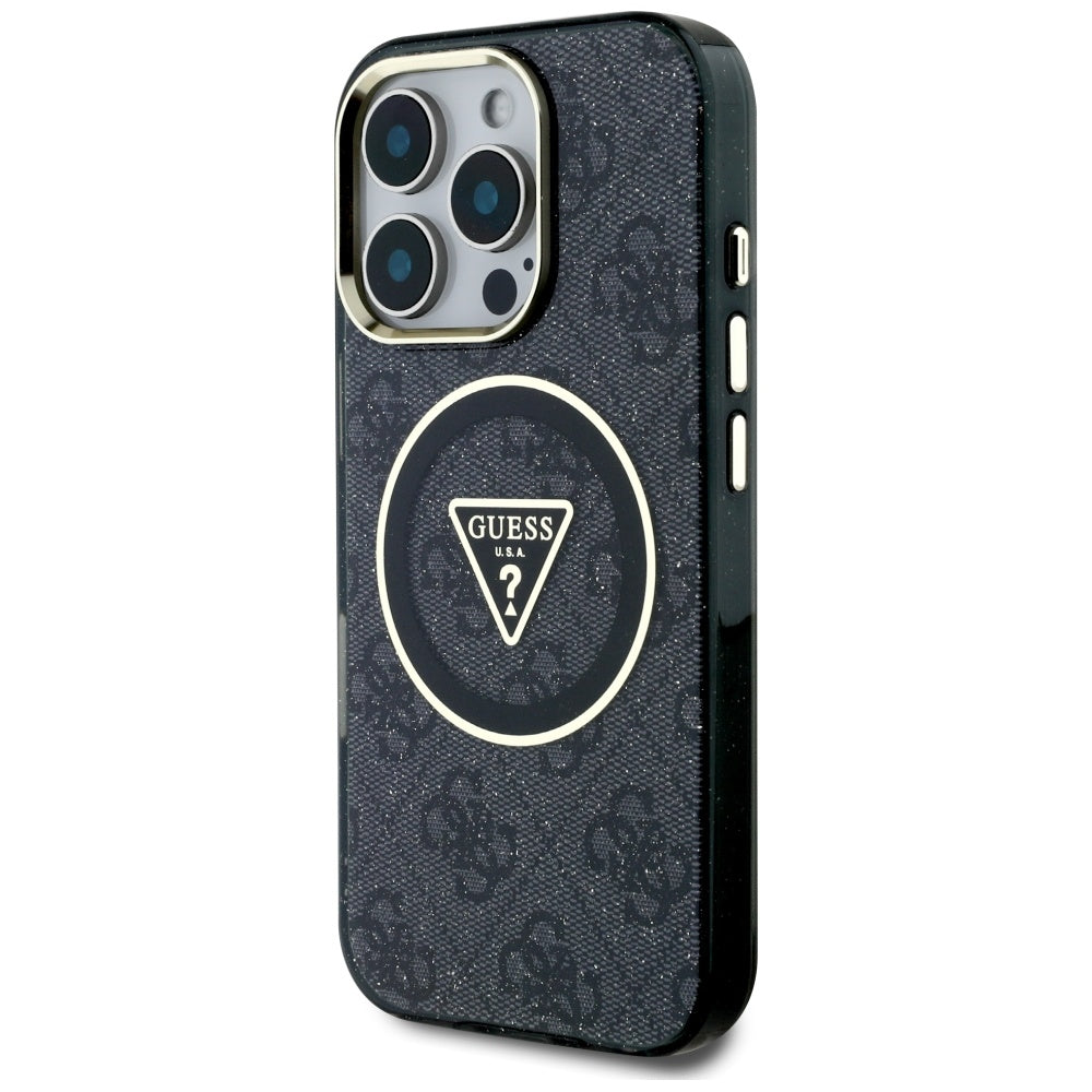 Futrola MagSafe za Apple iPhone 16 Pro, Guess, IML Glitter 4G Circle Triangle, Crna