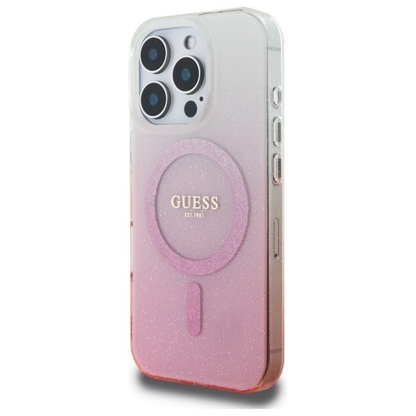 Futrola MagSafe za Apple iPhone 16 Pro, Guess, IML Glitter Gradient, Roze