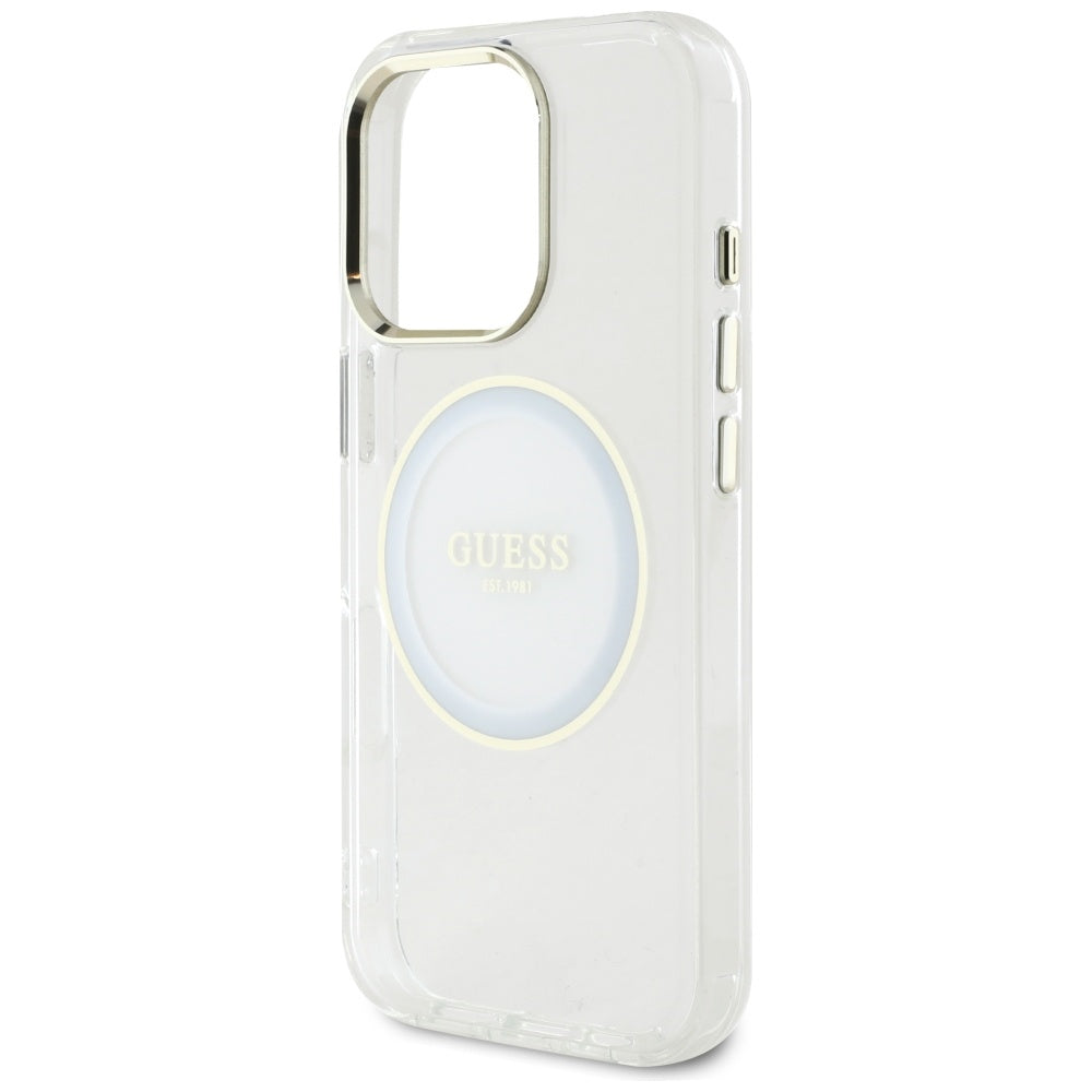 Futrola MagSafe za Apple iPhone 16 Pro, Guess, IML Metal Colored Circle, Bela