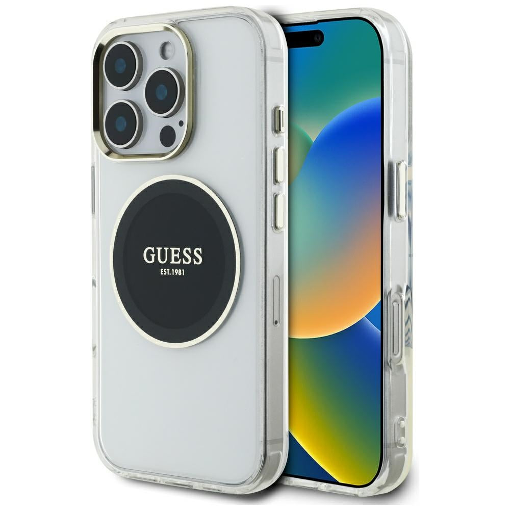 Futrola MagSafe za Apple iPhone 16 Pro, Guess, IML Metal Colored Circle, Crna