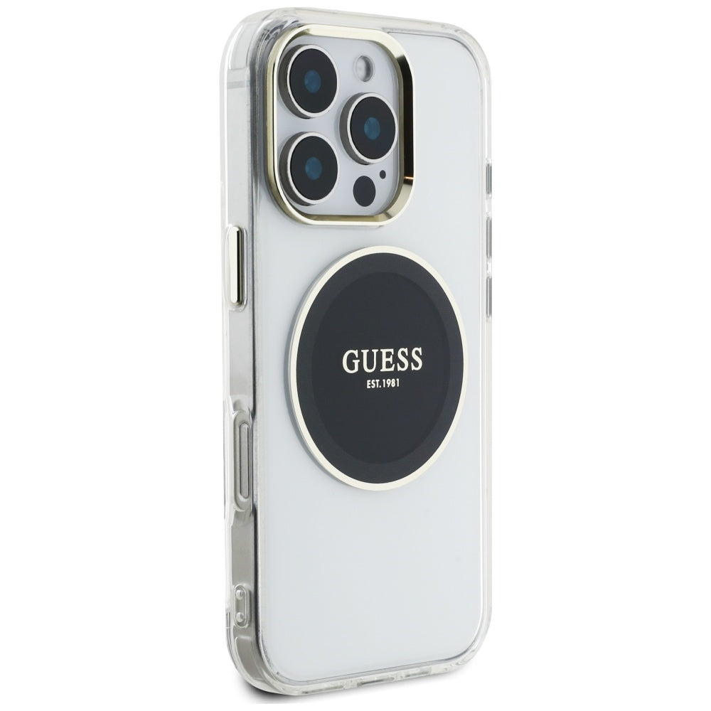 Futrola MagSafe za Apple iPhone 16 Pro, Guess, IML Metal Colored Circle, Crna