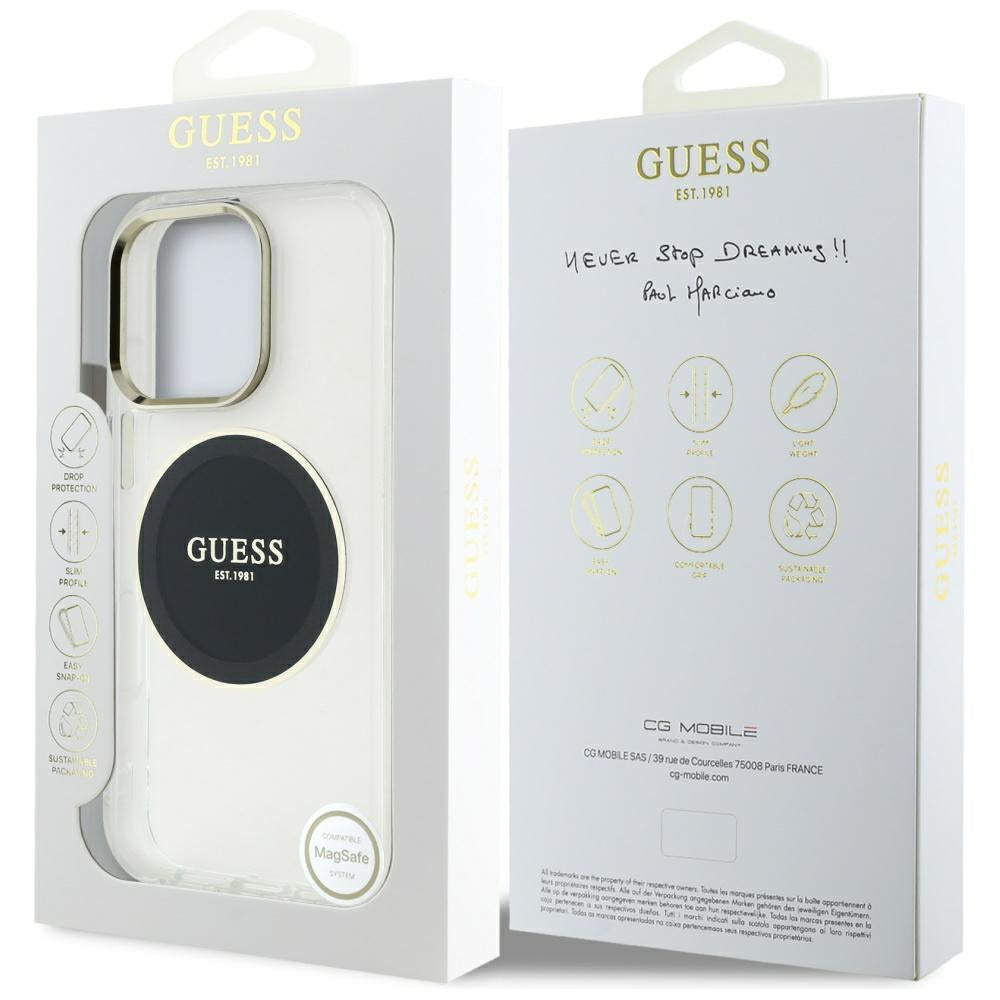 Futrola MagSafe za Apple iPhone 16 Pro, Guess, IML Metal Colored Circle, Crna