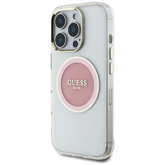 Futrola MagSafe za Apple iPhone 16 Pro, Guess, IML Metal Colored Circle, Roze