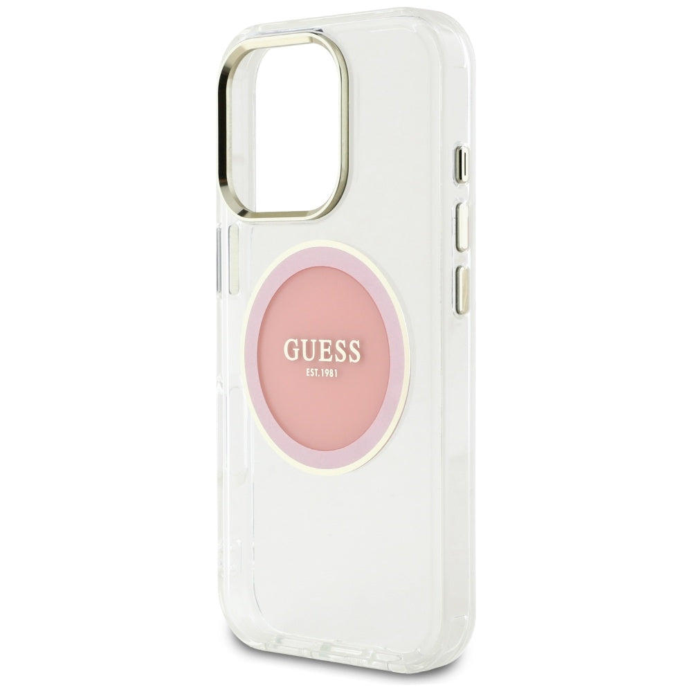 Futrola MagSafe za Apple iPhone 16 Pro, Guess, IML Metal Colored Circle, Roze