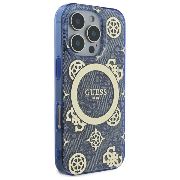 Futrola MagSafe za Apple iPhone 16 Pro, Guess, IML Peony On 4G Background, Plava