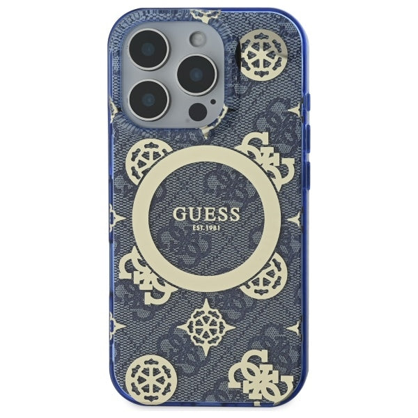 Futrola MagSafe za Apple iPhone 16 Pro, Guess, IML Peony On 4G Background, Plava