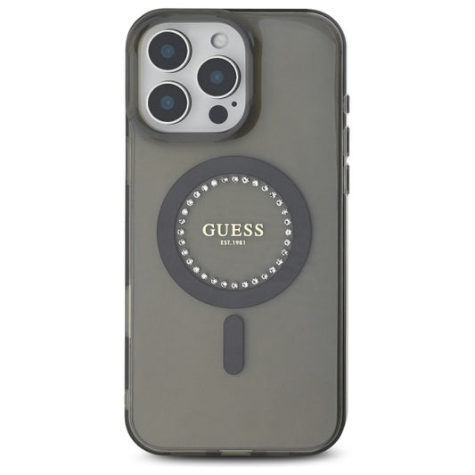 Futrola MagSafe za Apple iPhone 16 Pro, Guess, IML Rhinestone, Crna
