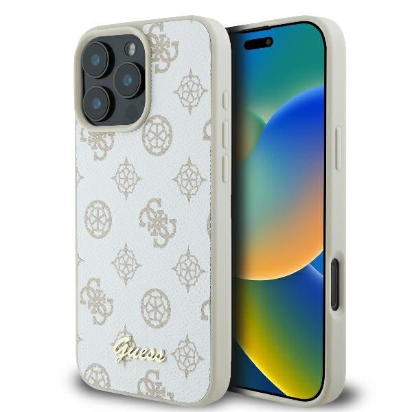 Futrola MagSafe za Apple iPhone 16 Pro, Guess, Peony Script, Bela