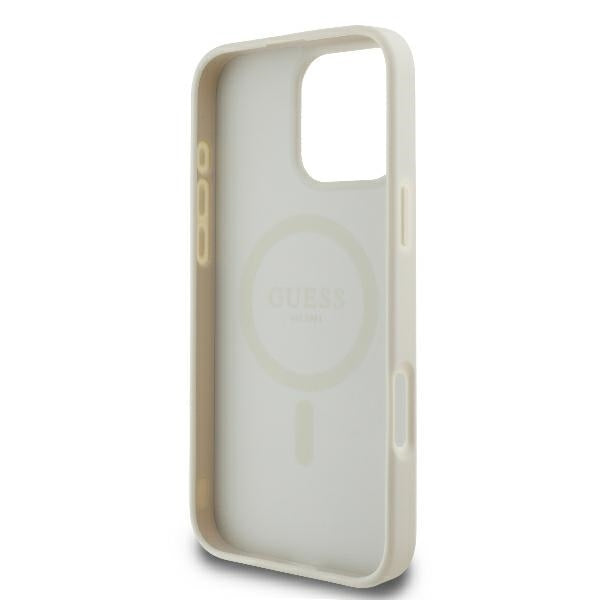 Futrola MagSafe za Apple iPhone 16 Pro, Guess, Peony Script, Bela