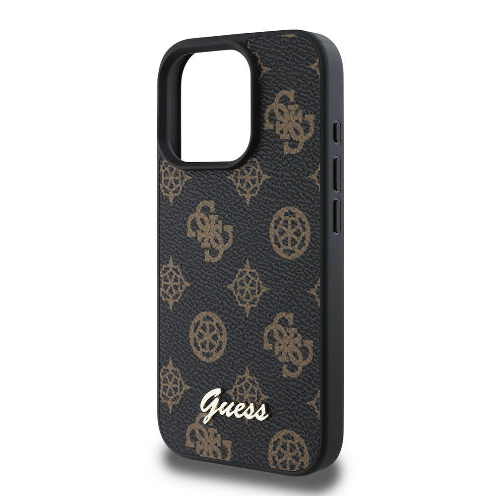 Husa MagSafe za Apple iPhone 16 Pro, Guess, Peony Script, Crna