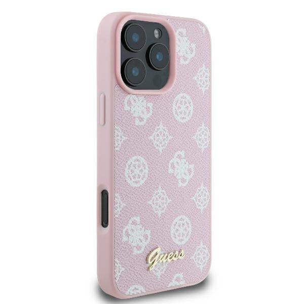 Futrola MagSafe za Apple iPhone 16 Pro, Guess, Peony Script, Roze