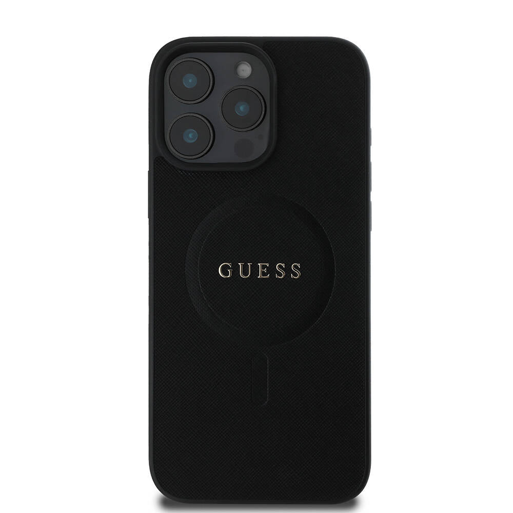 Futrola MagSafe za Apple iPhone 16 Pro, Guess, Saffiano Classic Logo, Crna