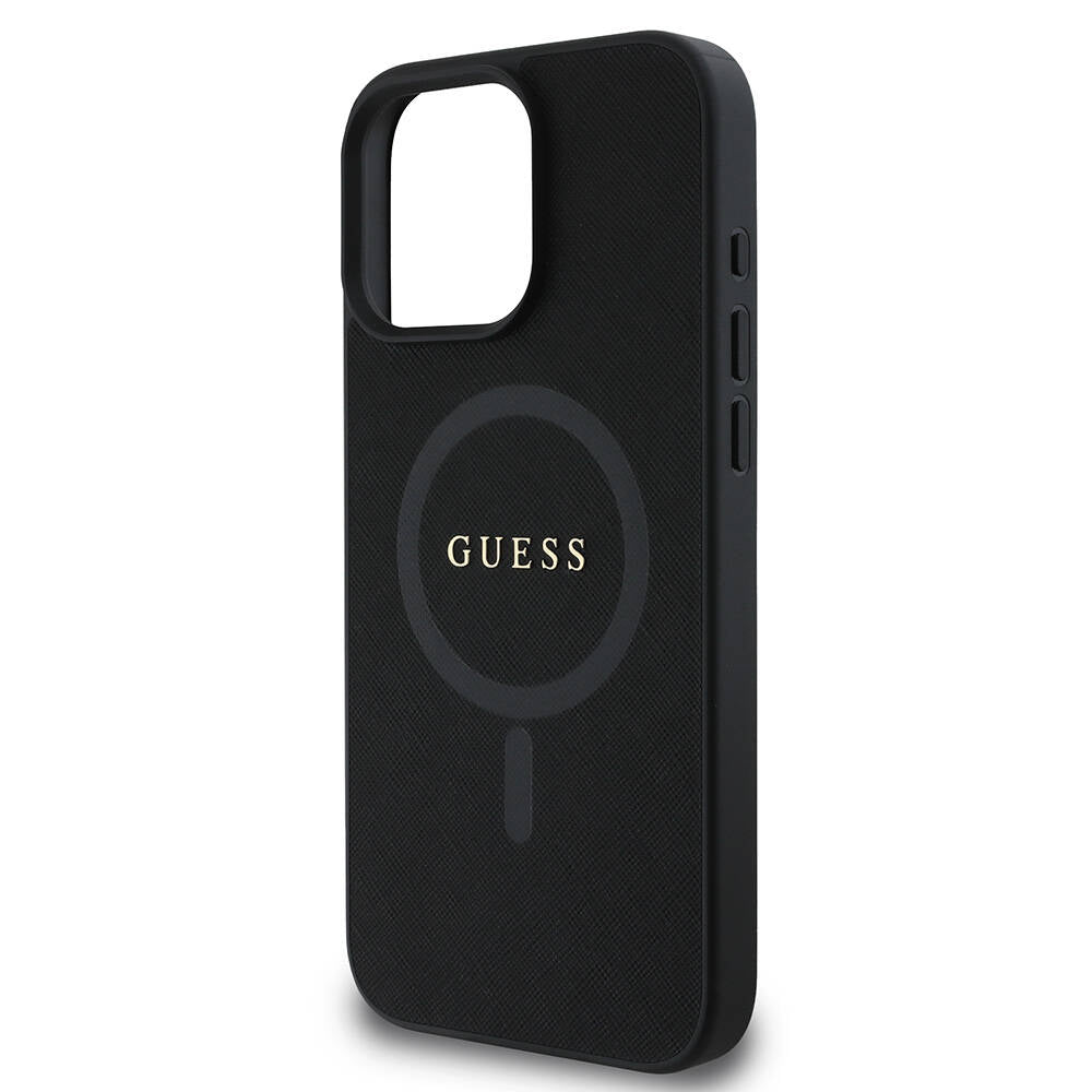 Futrola MagSafe za Apple iPhone 16 Pro, Guess, Saffiano Classic Logo, Crna