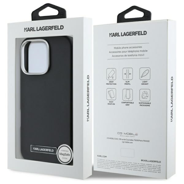 Futrola MagSafe za Apple iPhone 16 Pro, Karl Lagerfeld, FW Metal Plate, Crna