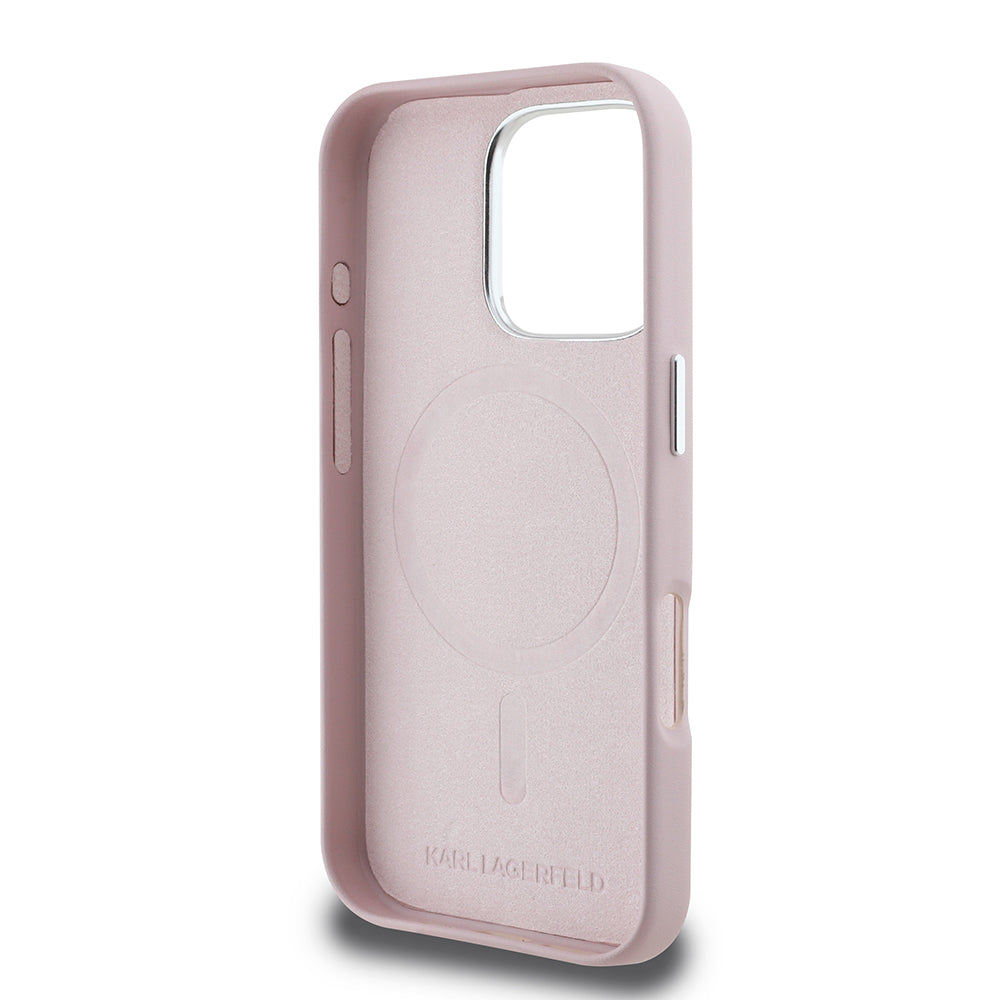 Futrola MagSafe za Apple iPhone 16 Pro, Karl Lagerfeld, FW Metal Plate, Roze