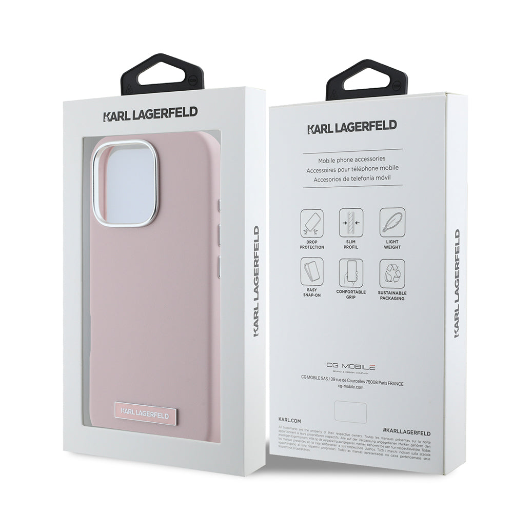 Futrola MagSafe za Apple iPhone 16 Pro, Karl Lagerfeld, FW Metal Plate, Roze