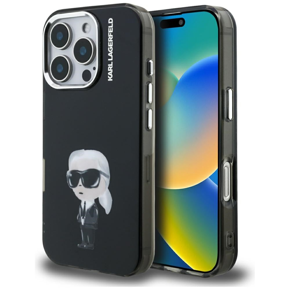 Futrola MagSafe za Apple iPhone 16 Pro, Karl Lagerfeld, IML Aquarelle Logo Karl, Crna