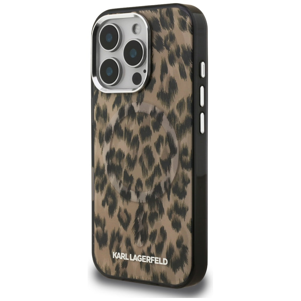 Futrola MagSafe za Apple iPhone 16 Pro, Karl Lagerfeld, IML Leopard Pattern, Braon