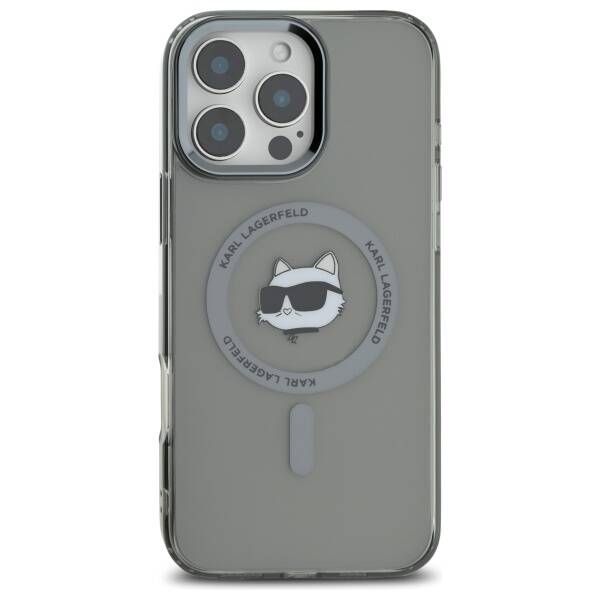 Futrola MagSafe za Apple iPhone 16 Pro, Karl Lagerfeld, IML Metal Choupette's Head, Crna