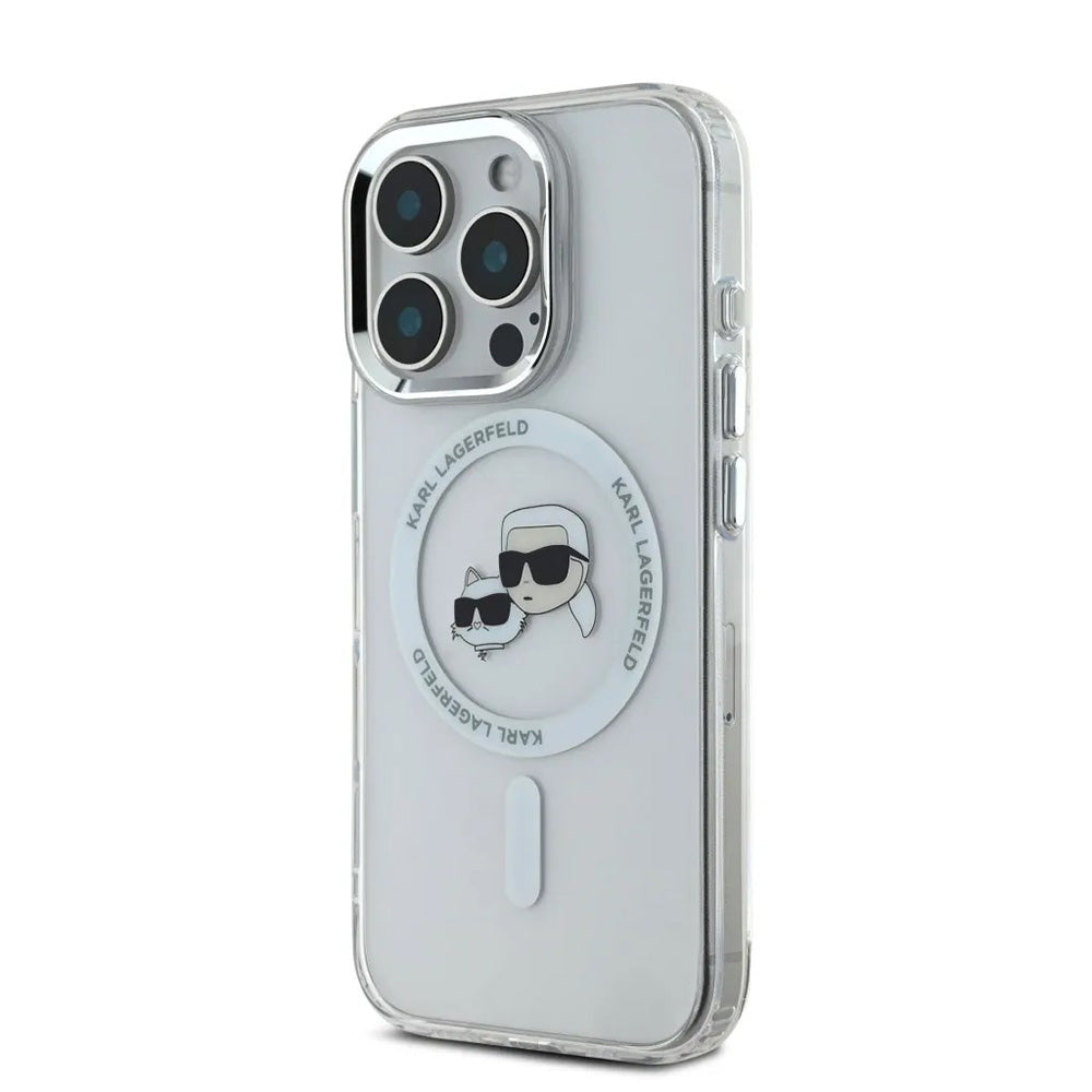 Futrola MagSafe za Apple iPhone 16 Pro, Karl Lagerfeld, IML Metal Karl & Choupette's Heads, Bela