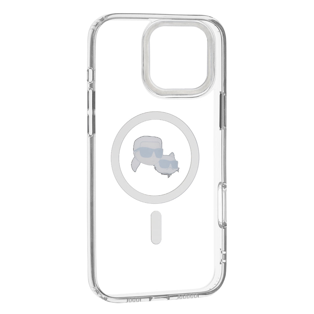 Futrola MagSafe za Apple iPhone 16 Pro, Karl Lagerfeld, IML Metal Karl & Choupette's Heads, Bela