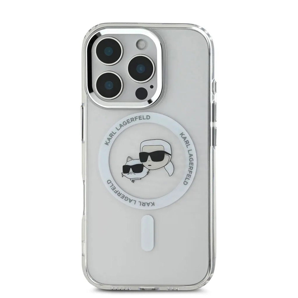 Futrola MagSafe za Apple iPhone 16 Pro, Karl Lagerfeld, IML Metal Karl & Choupette's Heads, Bela