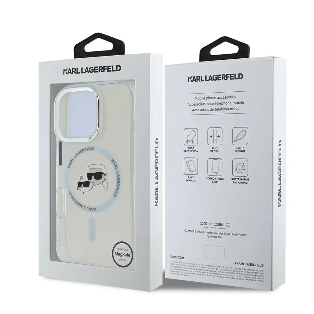 Futrola MagSafe za Apple iPhone 16 Pro, Karl Lagerfeld, IML Metal Karl & Choupette's Heads, Bela