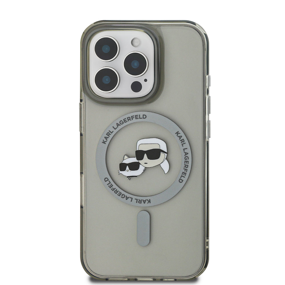 Futrola MagSafe za Apple iPhone 16 Pro, Karl Lagerfeld, IML Metal Karl & Choupette's Heads, Crna