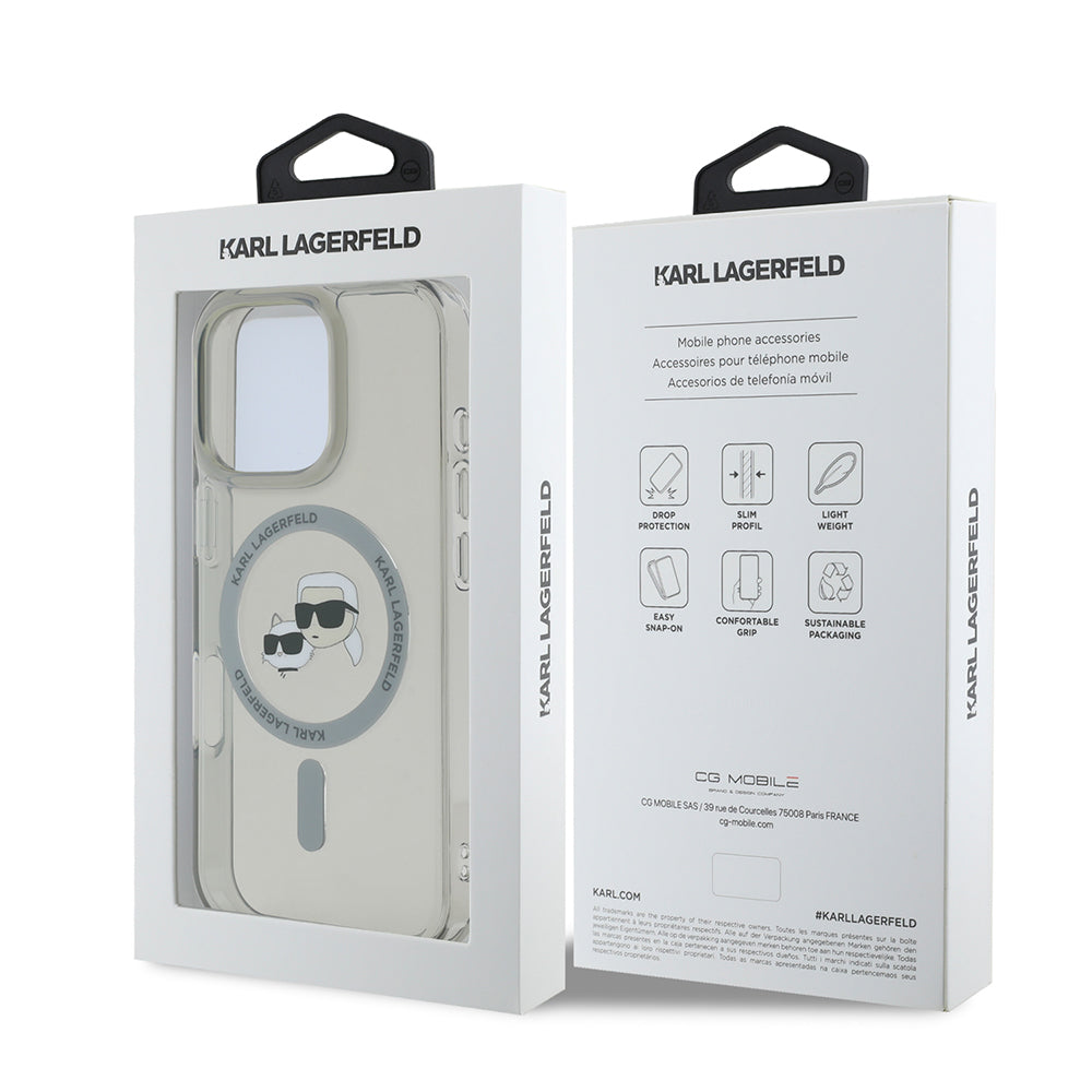 Futrola MagSafe za Apple iPhone 16 Pro, Karl Lagerfeld, IML Metal Karl & Choupette's Heads, Crna