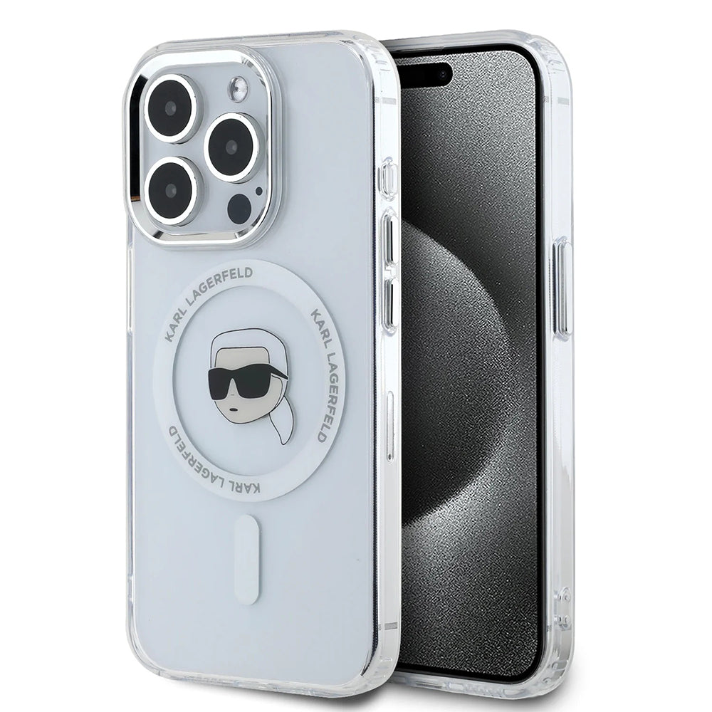 Futrola MagSafe za Apple iPhone 16 Pro, Karl Lagerfeld, IML Metal Karl's Head, Bela