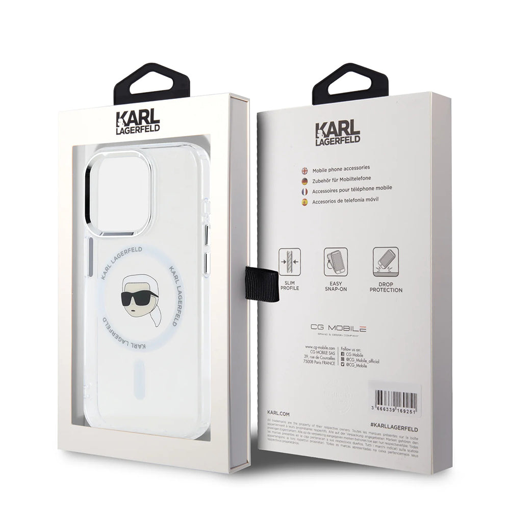 Futrola MagSafe za Apple iPhone 16 Pro, Karl Lagerfeld, IML Metal Karl's Head, Bela