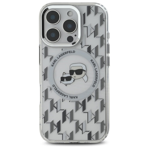 Futrola MagSafe za Apple iPhone 16 Pro, Karl Lagerfeld, IML Monogram Karl & Choupette's Heads, Transparentna