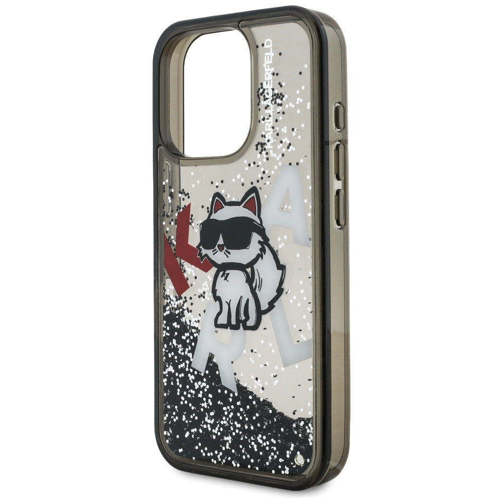 Futrola MagSafe za Apple iPhone 16 Pro, Karl Lagerfeld, Liquid Glitter Choupette Logo, Crna