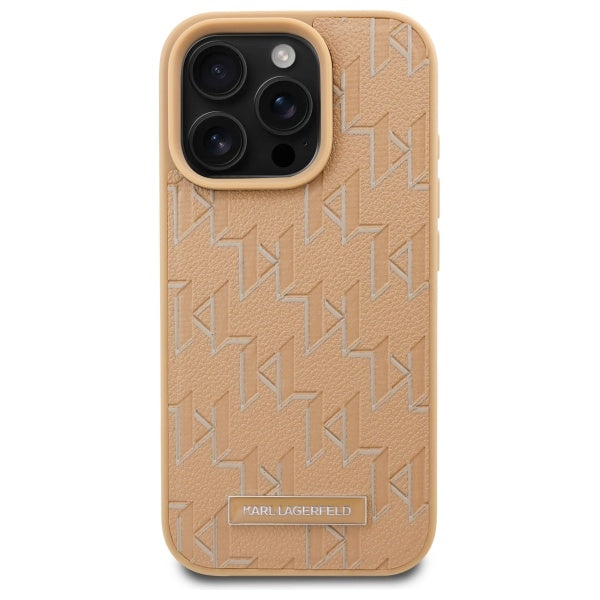 Futrola MagSafe za Apple iPhone 16 Pro, Karl Lagerfeld, Monogram Metal Logo, Bež