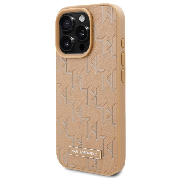 Futrola MagSafe za Apple iPhone 16 Pro, Karl Lagerfeld, Monogram Metal Logo, Bež