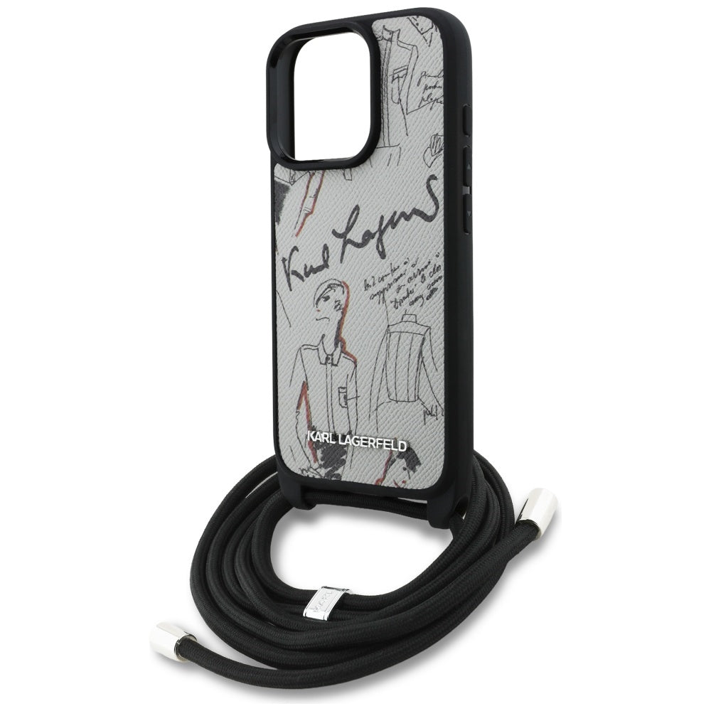 Futrola MagSafe za Apple iPhone 16 Pro, Karl Lagerfeld, Saffiano Crossbody, Siva