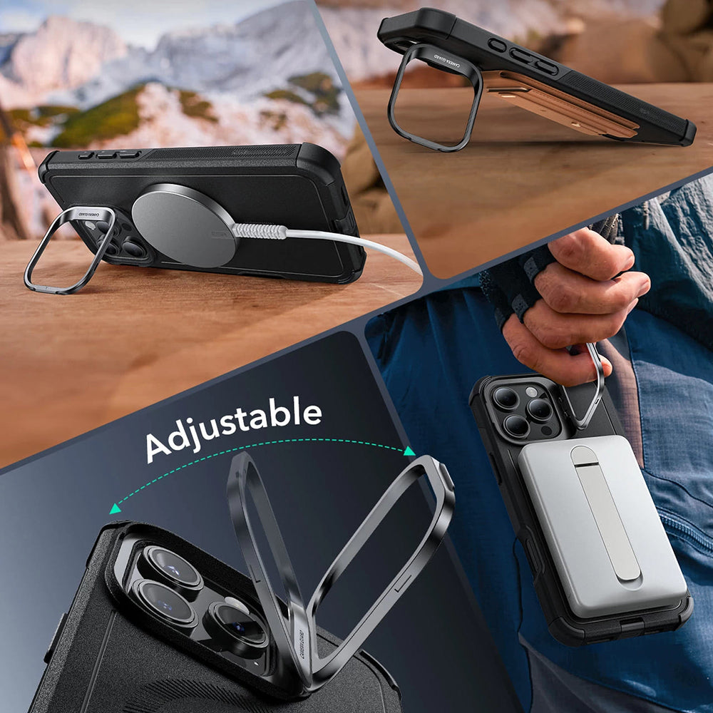 Futrola MagSafe za Apple iPhone 16 Pro Max, ESR, Cyber Armor Kickstand, Siva