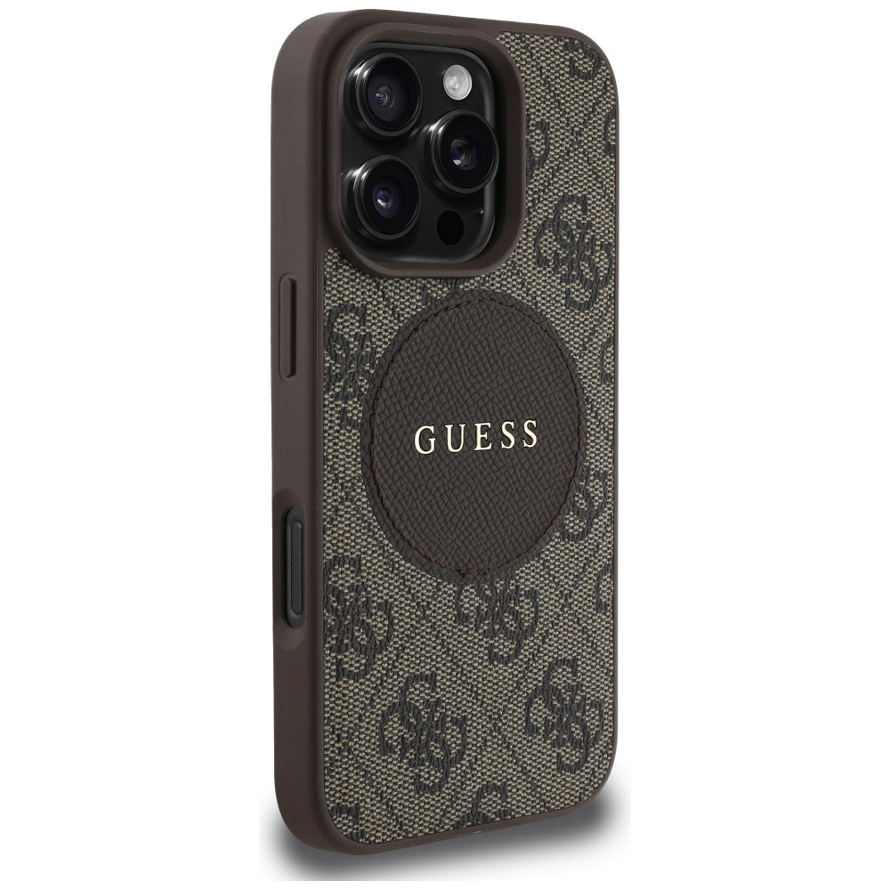 Futrola MagSafe za Apple iPhone 16 Pro Max, Guess, 4G Circle Classic Logo, Braon