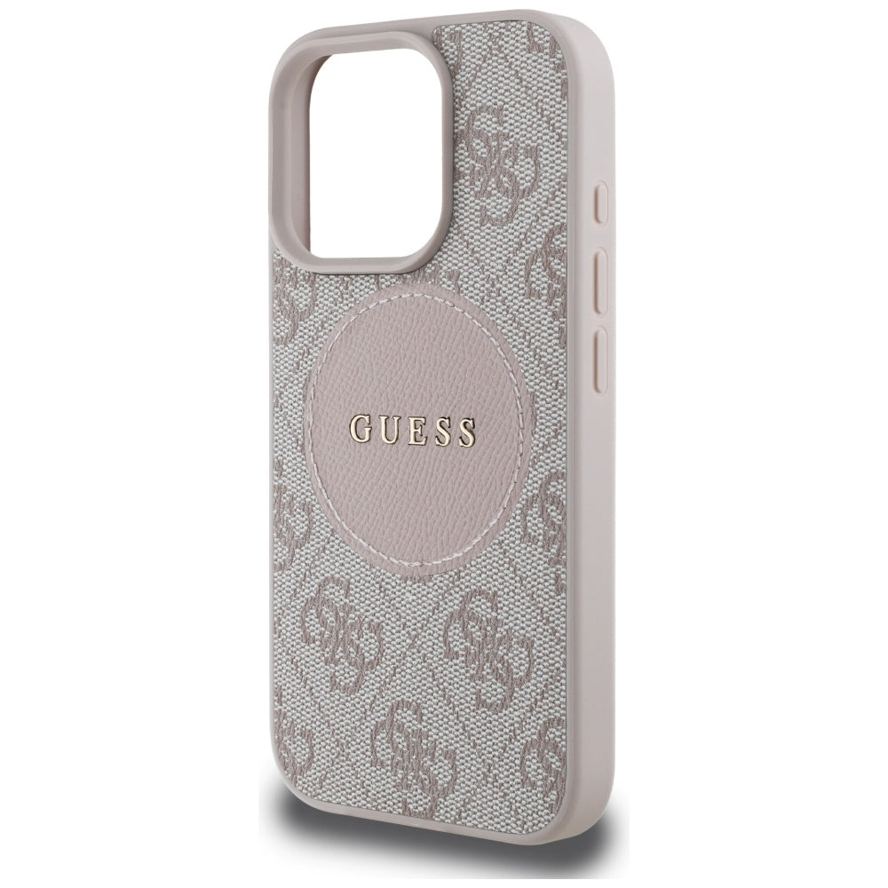 Futrola MagSafe za Apple iPhone 16 Pro Max, Guess, 4G Circle Classic Logo, Roze