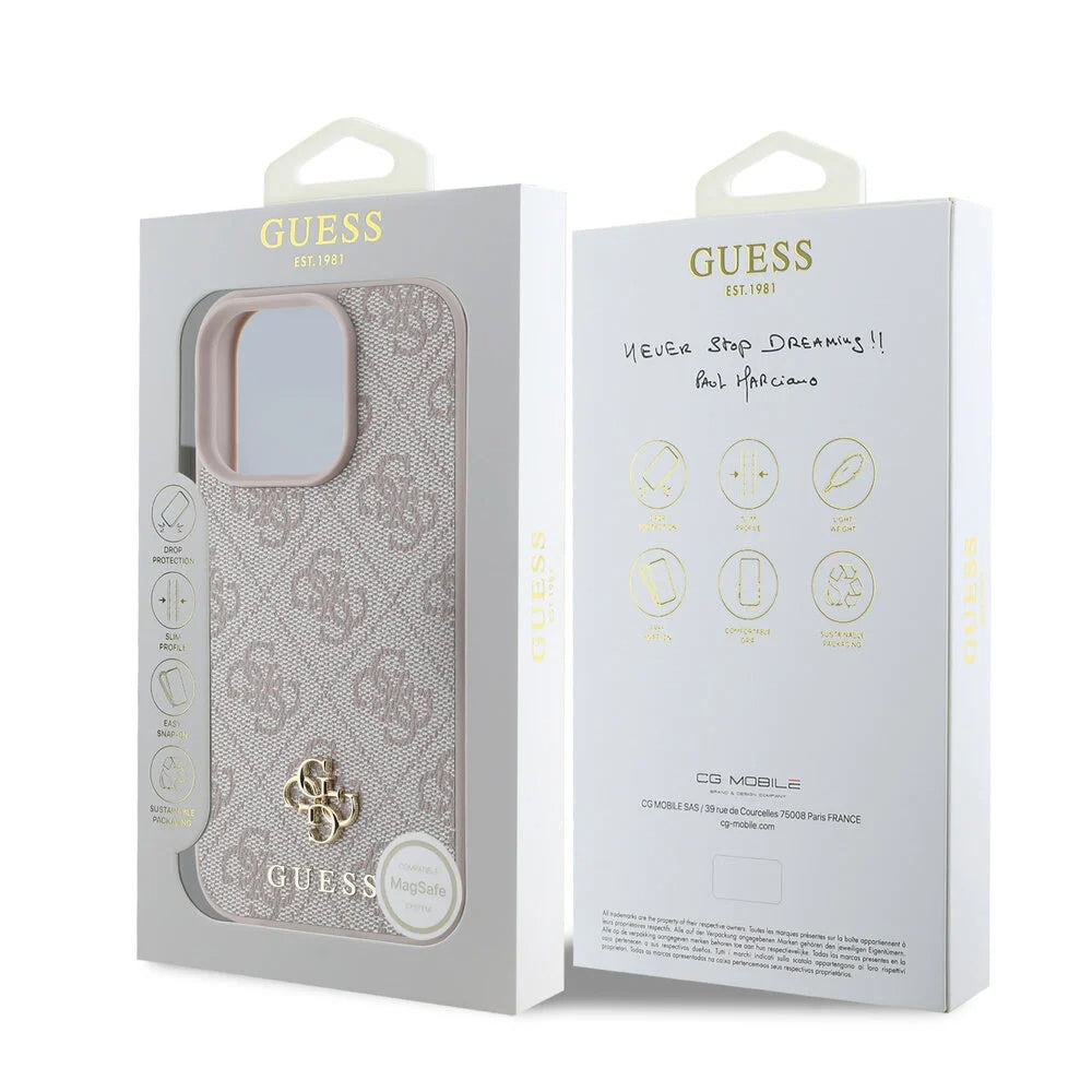 Futrola MagSafe za Apple iPhone 16 Pro Max, Guess, 4G Classic, Roze