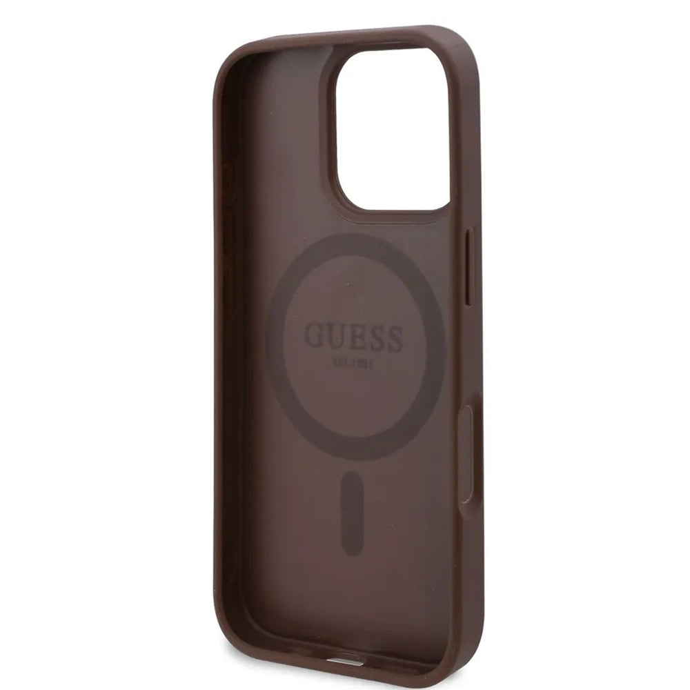 Futrola MagSafe za Apple iPhone 16 Pro Max, Guess, 4G Flowers Print, Braon