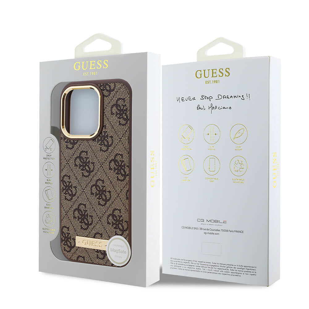 Futrola MagSafe za Apple iPhone 16 Pro Max, Guess, 4G Logo Plate, Crna
