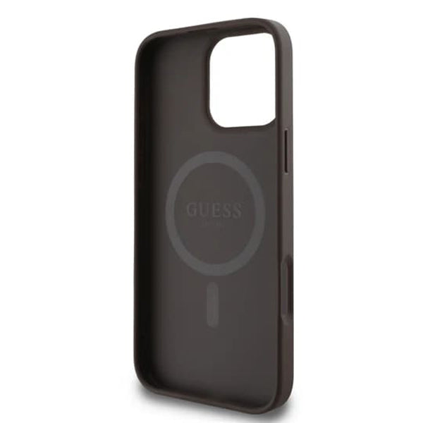Futrola MagSafe za Apple iPhone 16 Pro Max, Guess, 4G Ring Classic Logo, Braon