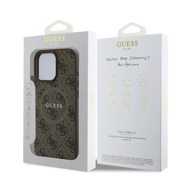 Futrola MagSafe za Apple iPhone 16 Pro Max, Guess, 4G Ring Classic Logo, Braon