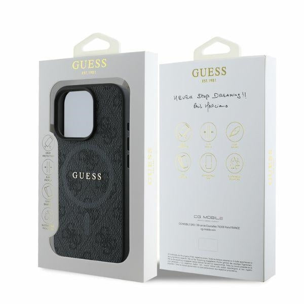 Futrola MagSafe za Apple iPhone 16 Pro Max, Guess, 4G Ring Classic Logo, Crna