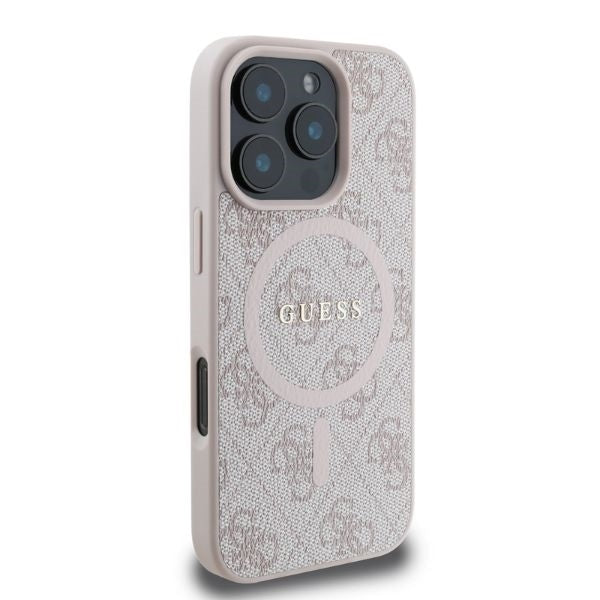 Futrola MagSafe za Apple iPhone 16 Pro Max, Guess, 4G Ring Classic Logo, Roze