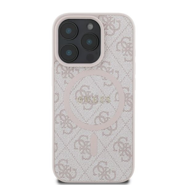 Futrola MagSafe za Apple iPhone 16 Pro Max, Guess, 4G Ring Classic Logo, Roze