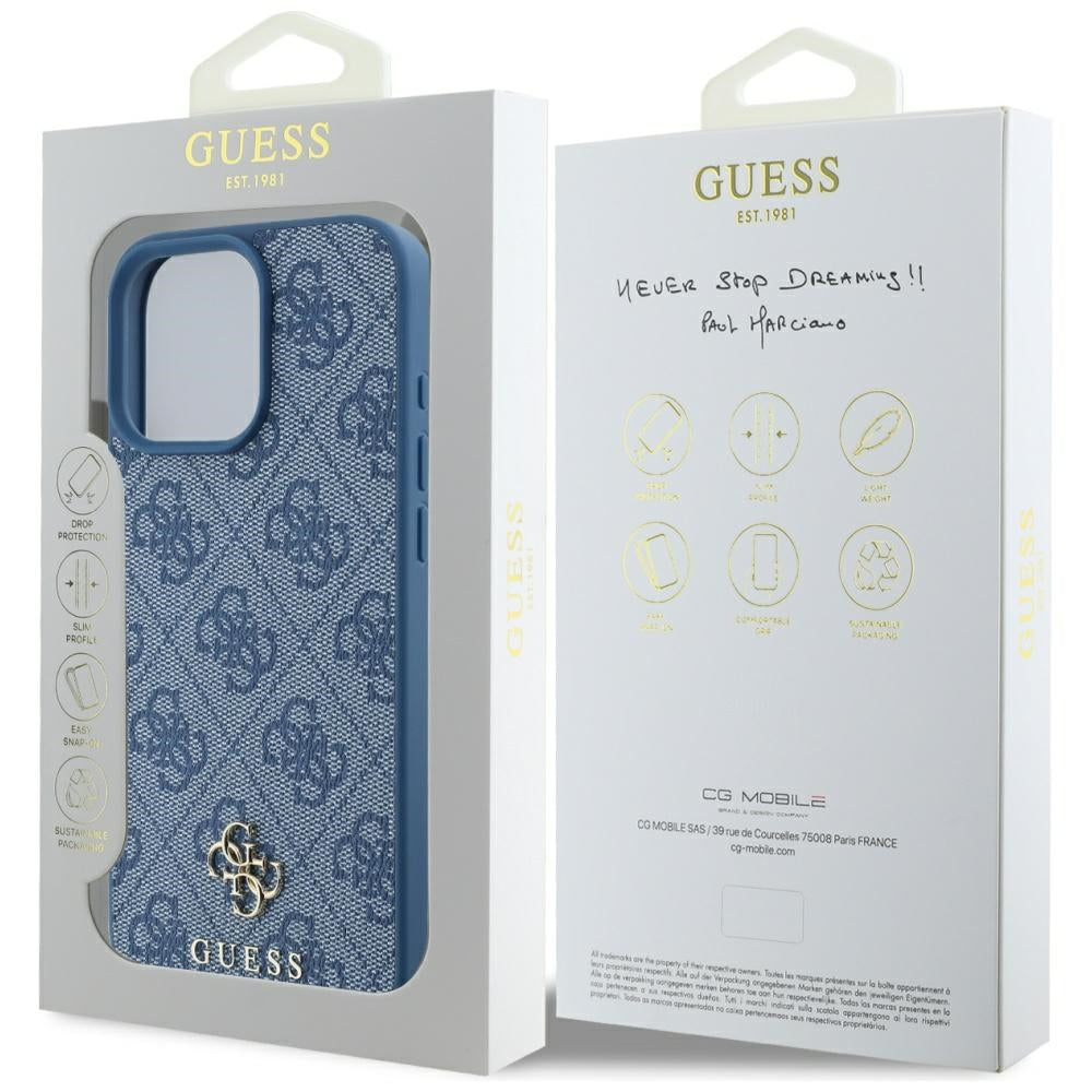 Futrola MagSafe za Apple iPhone 16 Pro Max, Guess, 4G Small and Classic Logo, Plava